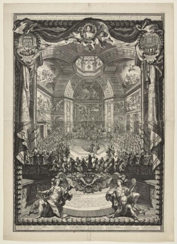 Afbeeldinge van't Groote Bal gegeven by H.K.H Hevrouwe de Princesse Van Orangen in Decemb. 1686 [...] = Representation de la grande fête de S.A.R. Madame la Princesse d'Orange célébrée en Décembre 1686 [...]