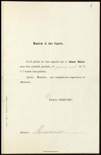 Papiers personnels de Jean-Louis-Ernest Meissonier