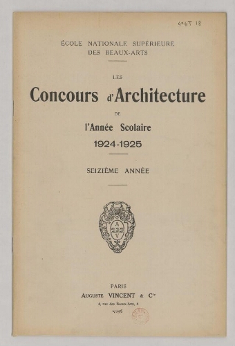 Concours d'architecture de l'année scolaire 1924-1925