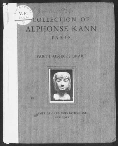 Collection of Alphonse Kann, Paris, part I. Objects of art : [vente du 6 au 8 janvier 1927]