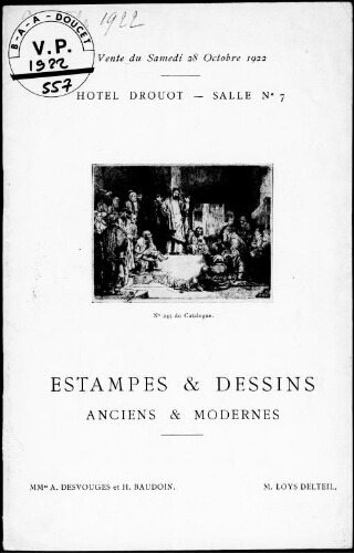 Estampes et dessins anciens et modernes : [vente du 28 octobre 1922]
