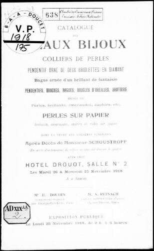 Catalogue des beaux bijoux [...] : [vente des 26 et 27 janvier 1918]