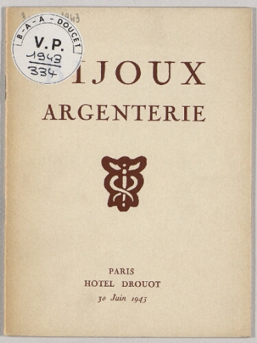 Bijoux, argenterie : [vente du 30 juin 1943]