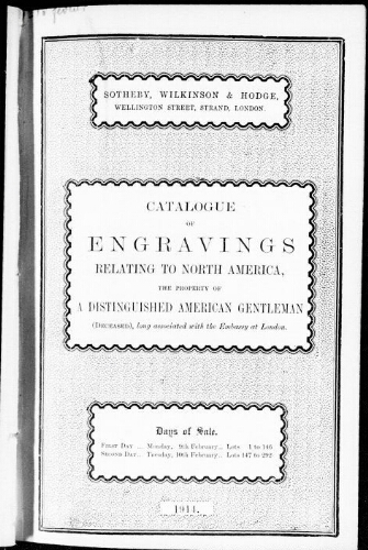 Catalogue of engravings relating to North America [...] : [vente du 9 février 1914]