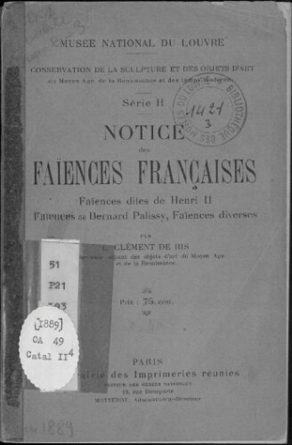 Notice des faïences françaises : série H