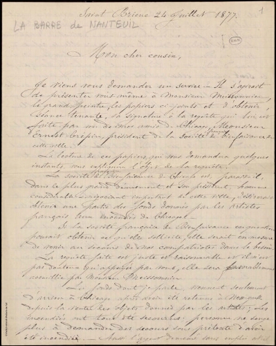 Lettres adressées à Meissonier, classées par ordre alphabétique du nom de l'expéditeur. Lettre L
