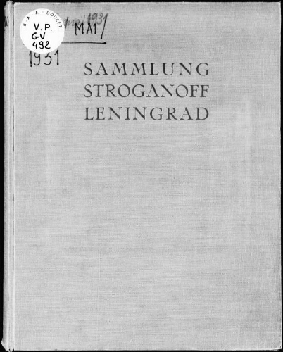 Sammlung Stroganoff, Leningrad : [vente des 12 et 13 mai 1931]