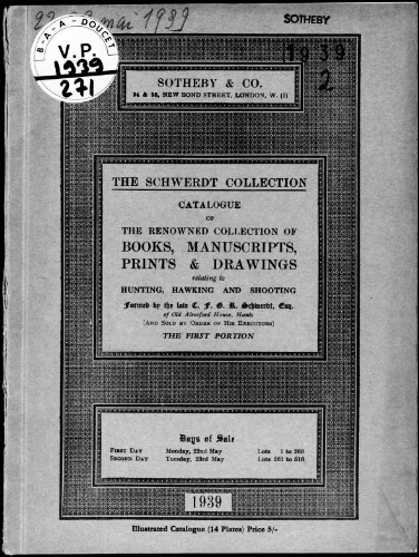 Schwerdt collection ; Catalogue of the renowned collection of books, manuscripts, prints and drawings […] : [vente du 22 mai 1939]