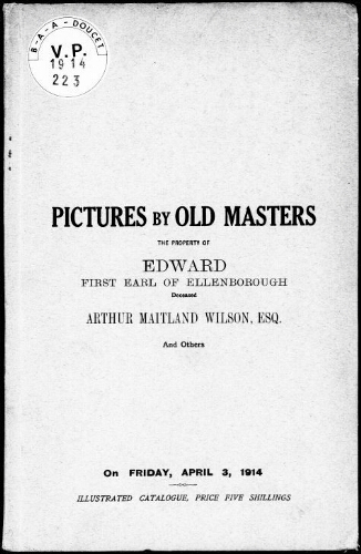 Catalogue of important primitive pictures [...] : [vente du 3 avril 1914]