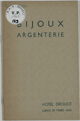 Bijoux, argenterie : [vente du 30 mars 1942]
