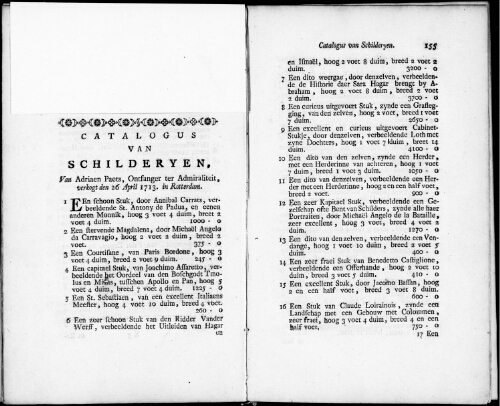 Catalogus van Schilderyen van Adrien Paet [...] : [vente du 26 avril 1713]