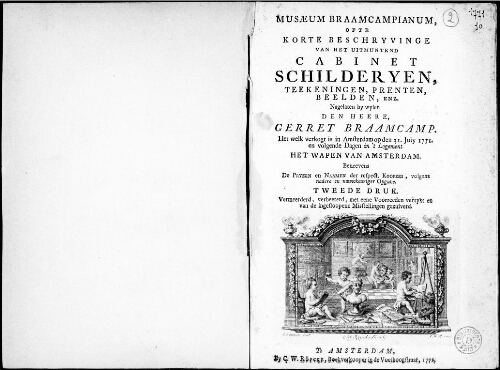 Musaeum Braamcampianum, ofte korte beschryvinge van het uitmuntend Cabinet Schilderyen, Teekeningen, Prenten, Beelden [...] : [vente du 31 juillet 1771]