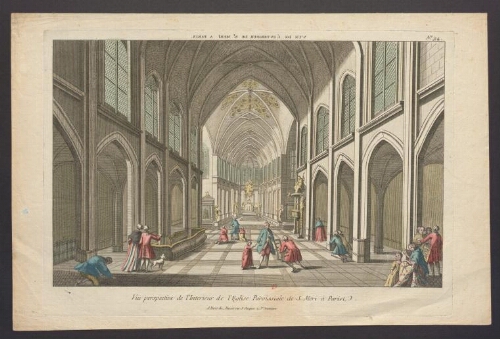 Vue perspective de l'église paroissiale de Saint Merry à Paris