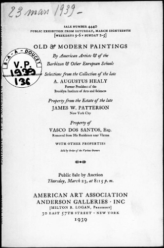 Paintings of various schools […] : [vente du 23 mars 1939]