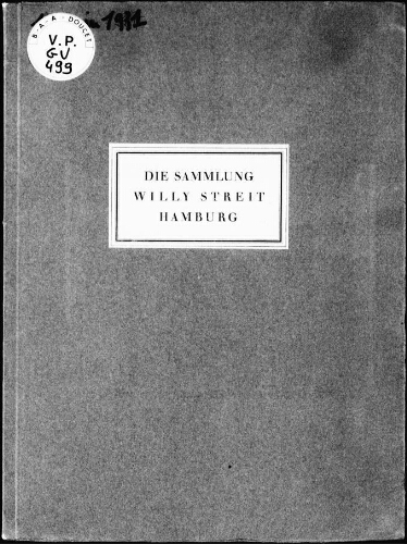 Sammlung Willy Streit, Hamburg : [vente du 10 juin 1931]