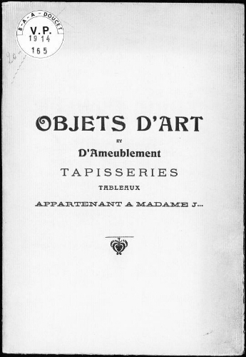 Catalogue des objets d'art et d'ameublement [...] : [vente du 20 mars 1914]