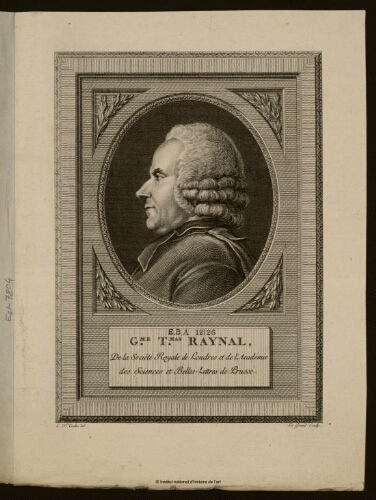 Guillaume Thomas Raynal, de la Société Royale de Londres et de l'Académie des Sciences et Belles-Lettres de Prusse