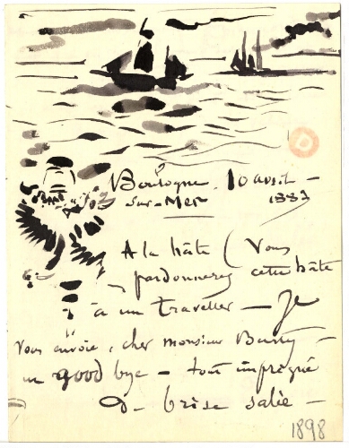 Lettre de Félix Buhot à Philippe Burty, 10 avril 1883