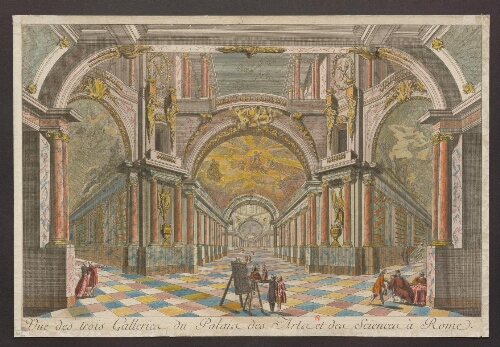 Vue des trois galeries, du Palais des arts et des sciences à Rome
