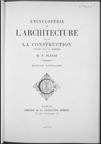Encyclopédie de l'architecture et de la construction. A - AR