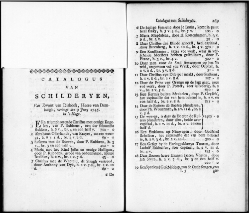 Catalogus van Schilderyen van Ewout van Dishoek [...] : [vente du 9 juin 1745]