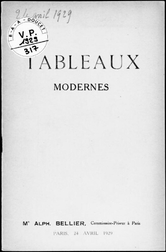 Tableaux modernes : [vente du 24 avril 1929]