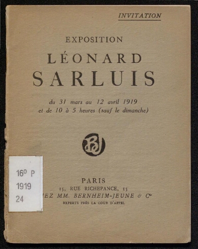 Exposition Léonard Sarluis