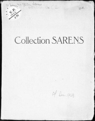 Collection Sarens : [vente du 17 décembre 1923]
