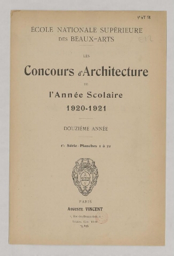 Concours d'architecture de l'année scolaire 1920-1921