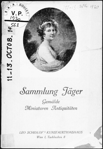 Sammlung Jäger : Gemälde, Miniaturen, Antiquitäten : [vente du 11 au 13 octobre 1920]