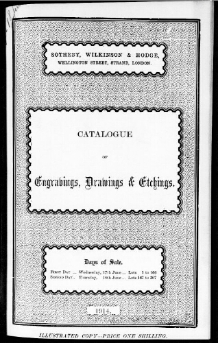 Catalogue of engravings, drawings and etchings from various sources […] : [vente du 17 juin 1914]