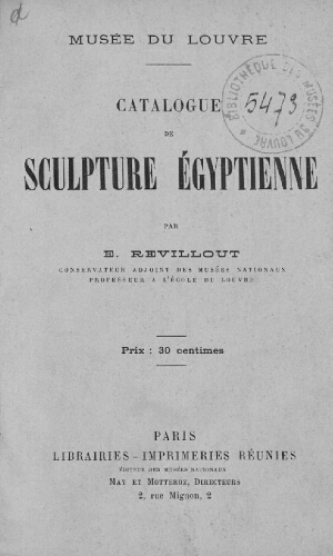 Catalogue de sculpture égyptienne