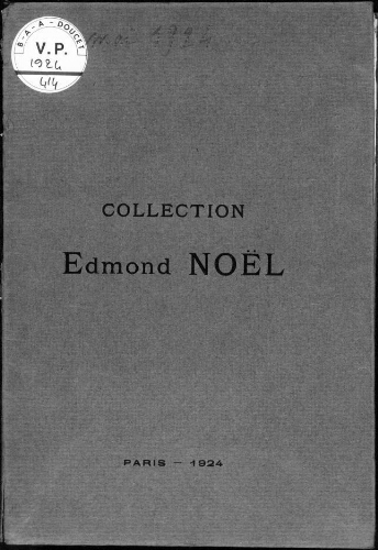 Collection Edmond Noël : [vente du 27 mai 1924]