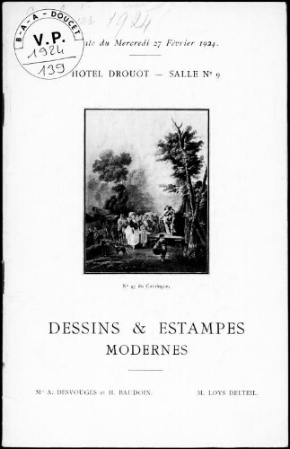 Dessins et estampes modernes : [vente du 27 février 1924]
