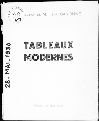 Collection de M. Henri Canonne ; tableaux modernes : [vente du 28 mai 1930]