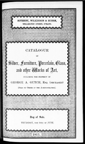 Catalogue of works of art [...] : [vente du 24 juin 1915]