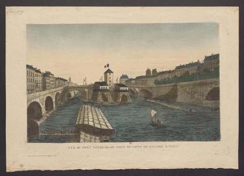 Vue du pont de Notre-Dame prise du pont au change à Paris