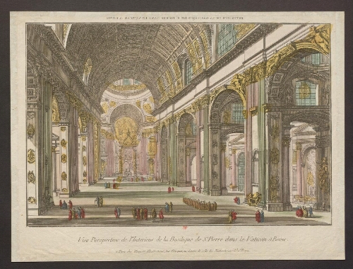 Vue perspective de l'intérieur de la Basilique de Saint Pierre dans le Vatican à Rome