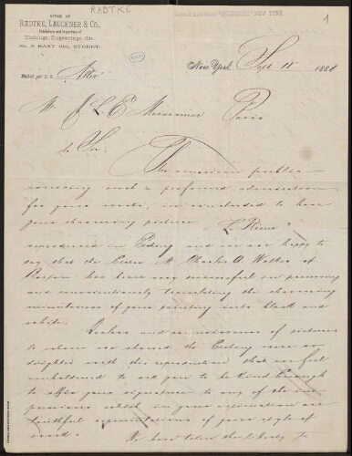 Lettres adressées à Meissonier, classées par ordre alphabétique du nom de l'expéditeur. Lettre R