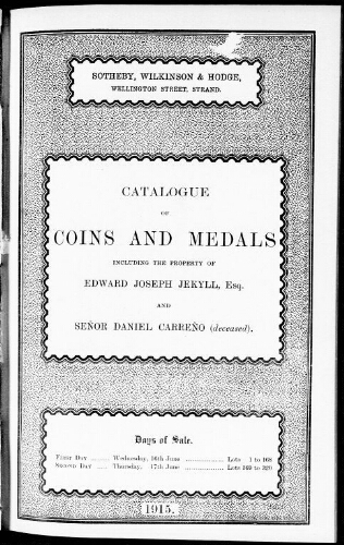 Catalogue of a collection of early British, Anglo-Saxon and English coins [...] : [vente du 16 juin 1915]