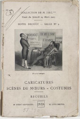 Caricatures, scènes de mœurs, costumes, recueils : [vente du 24 mars 1923]