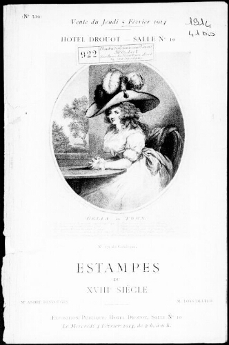 Catalogue des estampes du XVIIIe siècle imprimées en noir et en couleurs [...] : [vente du 5 février 1914]