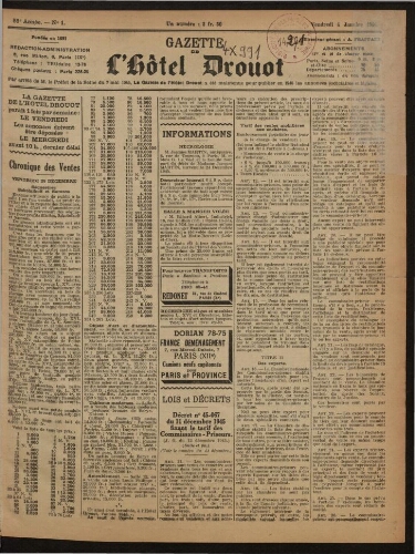 Gazette de l'Hôtel Drouot. 64 : 1946