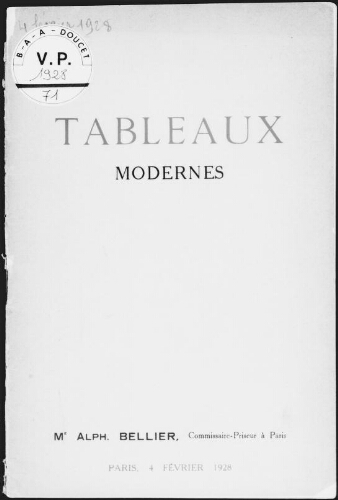 Tableaux modernes : [vente du 4 février 1928]