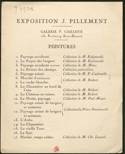 Exposition J. Pillement, Galerie P. Cailleux