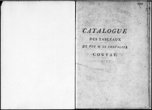 Catalogue des tableaux de feu M. le Chevalier Couvay : [vente de 1755]