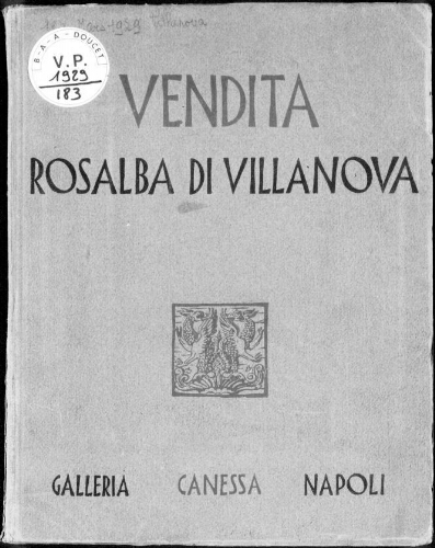 Vendita Rosalba di Villanova : [vente du 11 au 20 mars 1929]