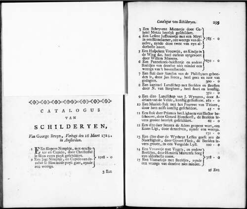 Catalogus van Schilderyen van George Bruyn [...] : [vente du 16 mars 1724]