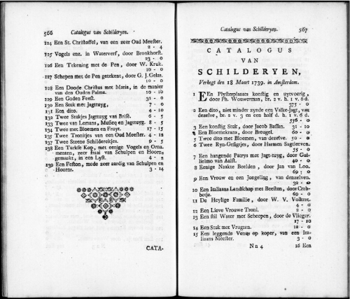 Catalogus van Schilderyen [...] : [vente du 18 mars 1739]