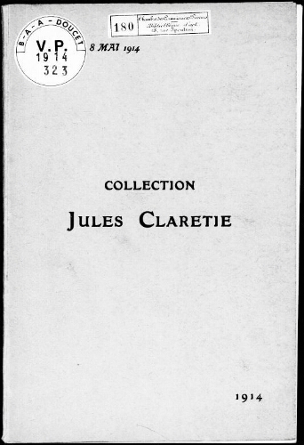 Catalogue des tableaux, dessins, aquarelles [...] : [vente du 8 mai 1914]